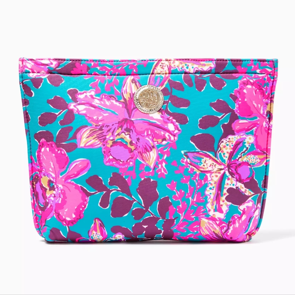 Lilly Pulitzer Neoprene Pouch Blue Rhapsody Orchid You Not Swim